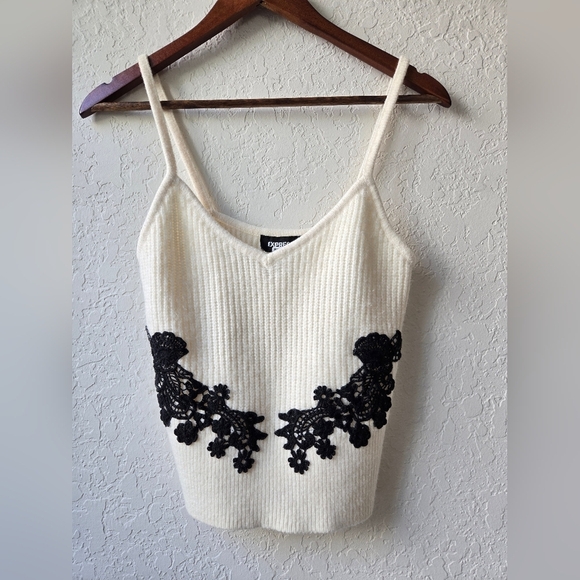 Express Lace Tank Top Knit Wool Blend Sweater Blouse Size Small - Picture 2 of 10